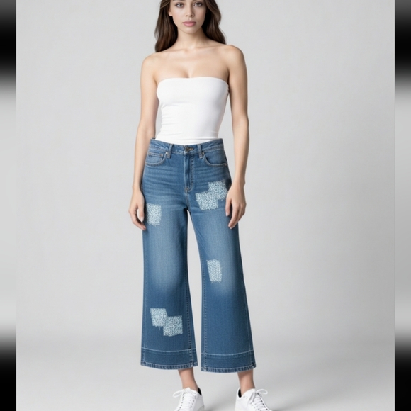 GAP Denim - GAP High  Rise Patchwork Wide-Leg Jeans Size 26